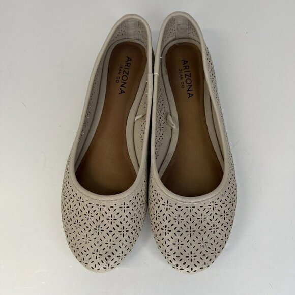 Arizona Jean Co Cutout Beige Flats Womens S Size 7 Slip-On Ballet Style Shoes - Picture 5 of 8